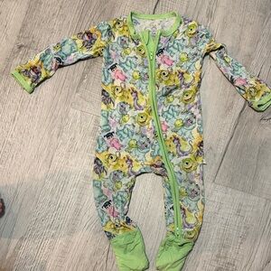 BAMBOO Cartoon Print Footie Pajama - Green and Yellow